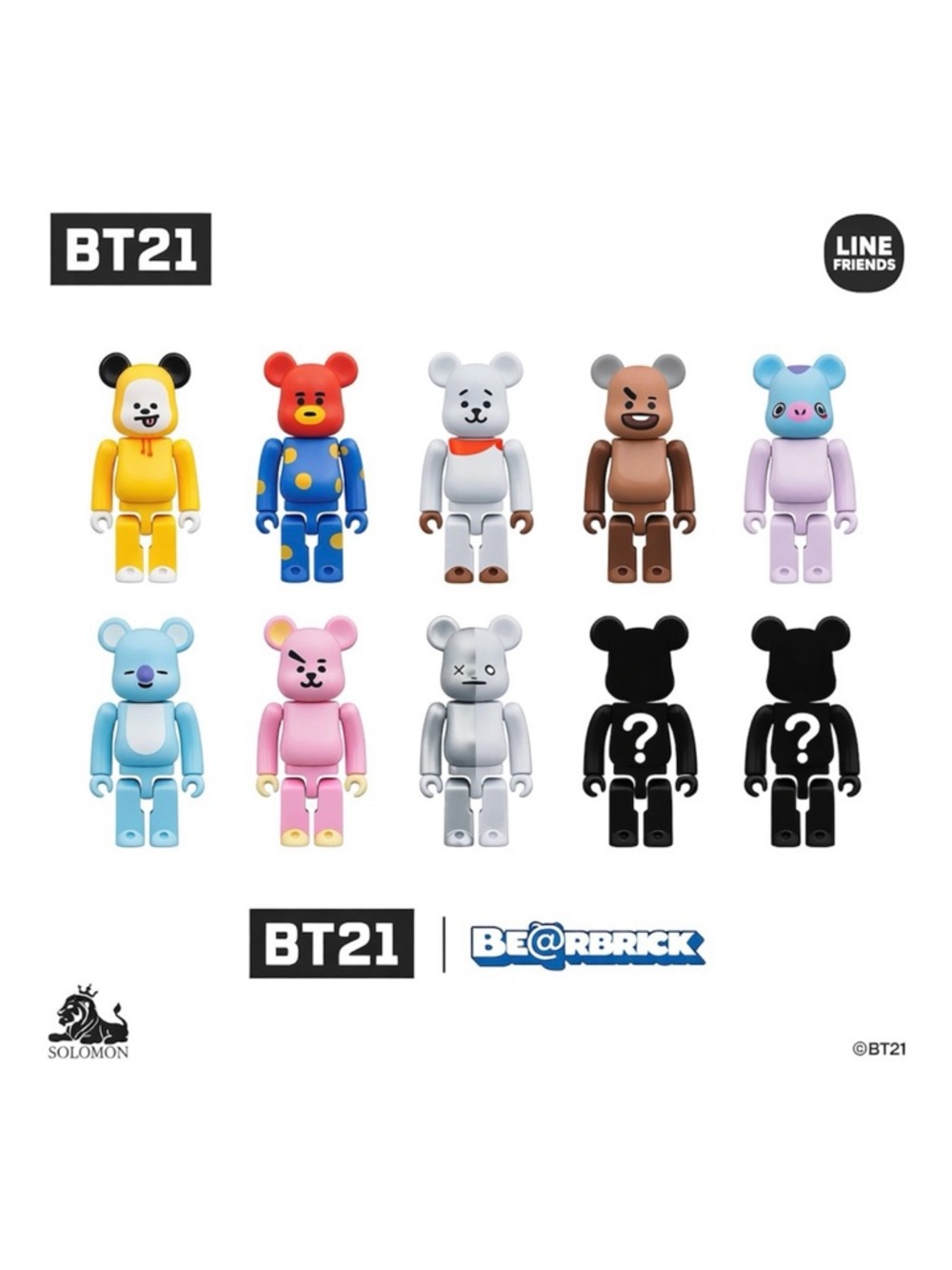 BT21 BEARBRICK SERIES BY BTS X LINE FRIENDS X MEDICOM - PRE-OWNED